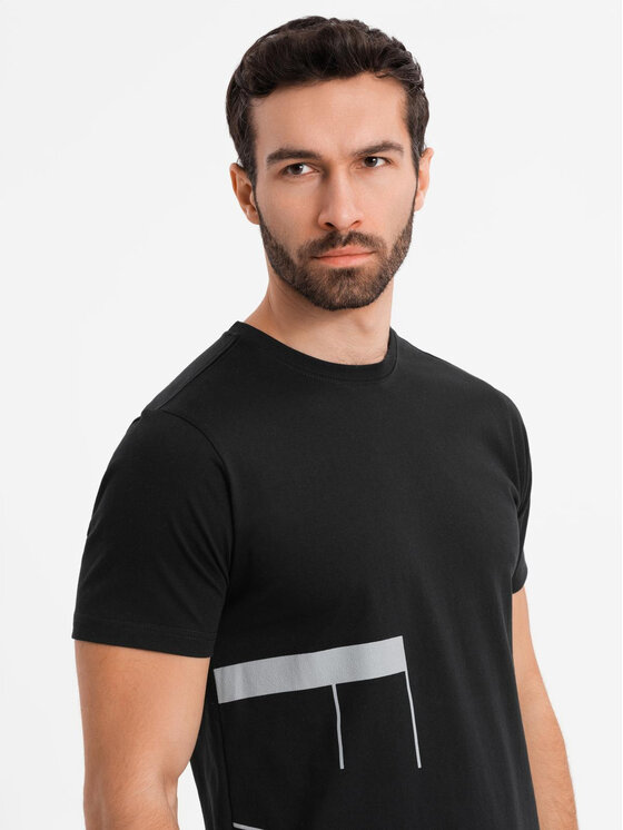 Ombre Ombre T-Shirt OM-TSPT-0213 Czarny Regular Fit