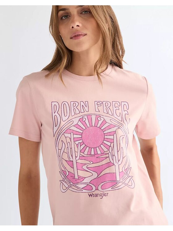 Wrangler Wrangler T-Shirt GRAPHIC TEE Różowy Regular Fit