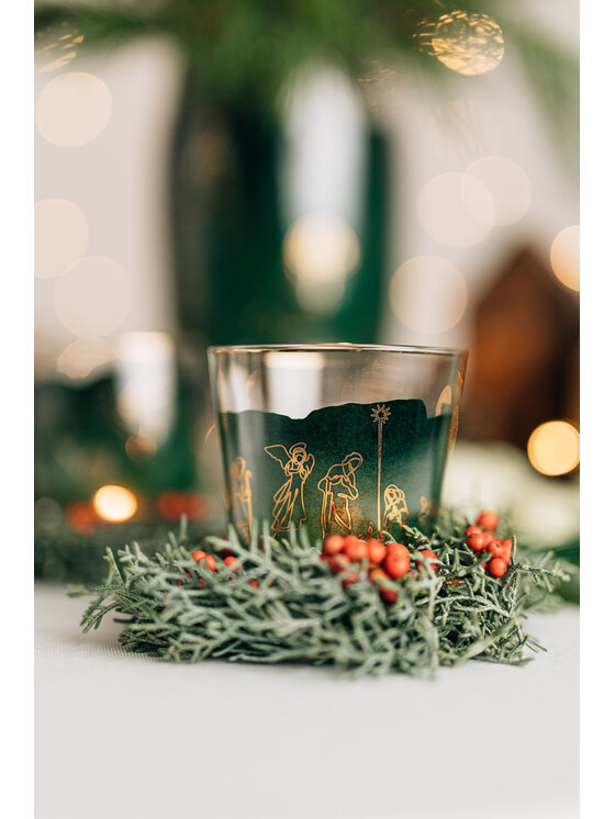 VOLA VOLA Zestaw zestaw 3 świeczników szkl. Tealight h=10cm Christmas Zielony