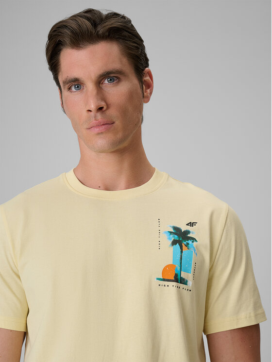 4F 4F T-Shirt CATCH THE WAVE Żółty jasny Regular Fit