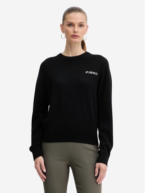 PINKO PINKO Sweter Martinica maglia blend con logo Czarny Regular Fit