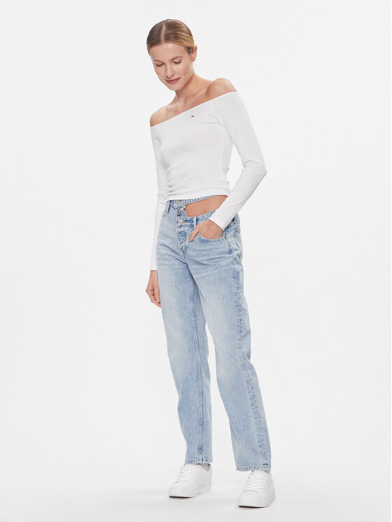 Tommy Jeans Tommy Jeans Džinsai Julie Cut Out Wb Uh Str Ah7011 DW0DW17172 Mėlyna Straight Fit