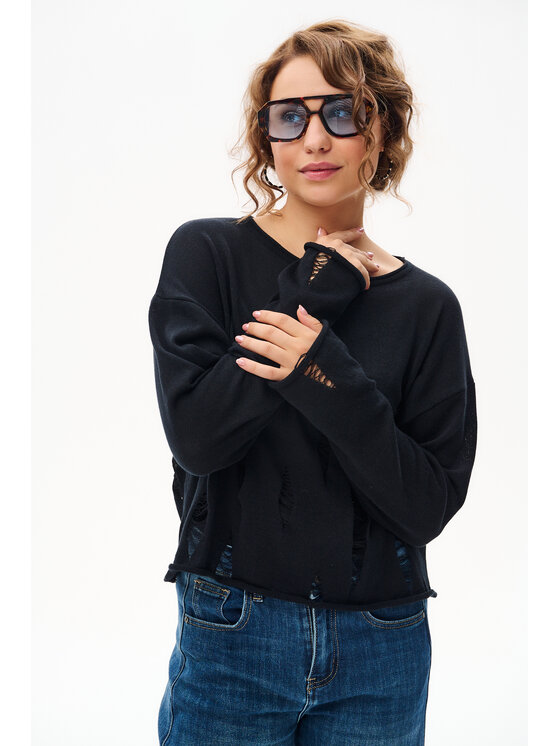 blue shadow blue shadow Sweter Holine Czarny Regular Fit