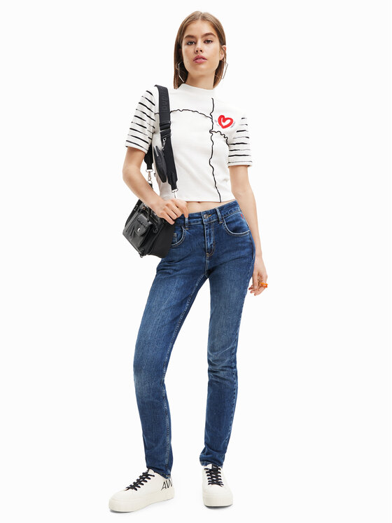 Blusa Patch 23SWTKBV Bianco Slim Fit