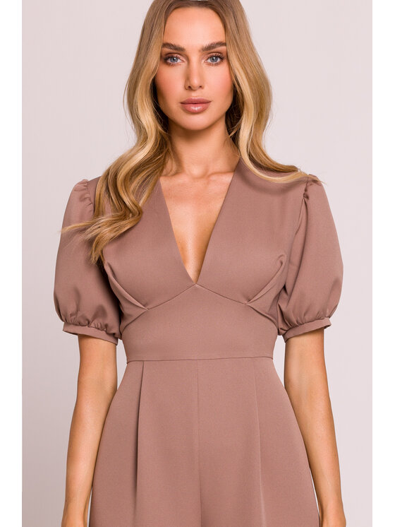 Made of Emotion Made of Emotion Kombinezon M852 Brązowy Sexy Straight Fit