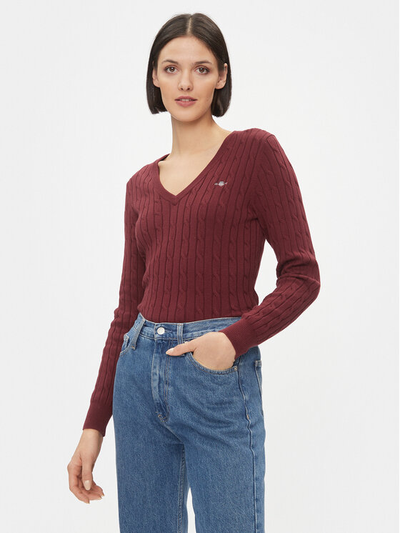 Gant Gant Svetr 4800101 Bordó Slim Fit