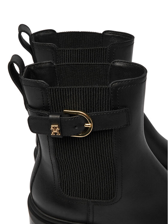 Tommy Hilfiger Tommy Hilfiger Čizme Block Heel Buckled Chelsea Boot FW0FW09577 Crna