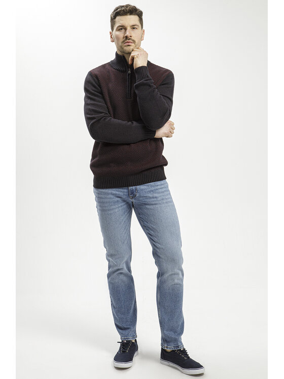 Cross Jeans Cross Jeans Sweter 34250-001 Granatowy Regular Fit