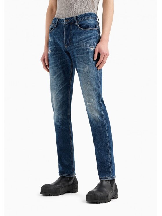 Emporio Armani Emporio Armani Jeansy 3EM000121 AF13281 Modrá Slim Leg