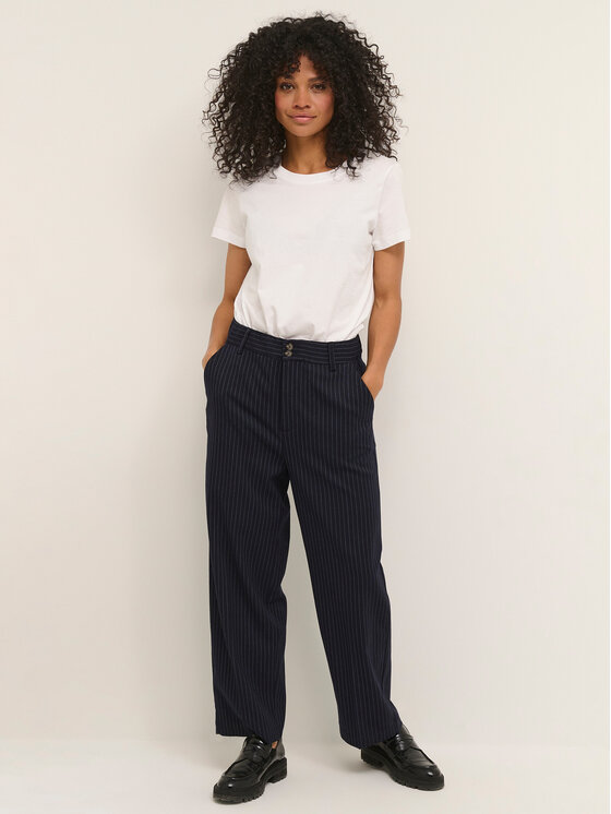 Kaffe Kaffe Kalhoty z materiálu Marley 10507121 Tmavomodrá Regular Fit