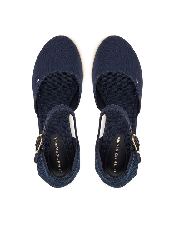 Tommy Hilfiger Tommy Hilfiger Espadrilky Mid Wedge Espad Closed Toe FW0FW09233 Tmavomodrá