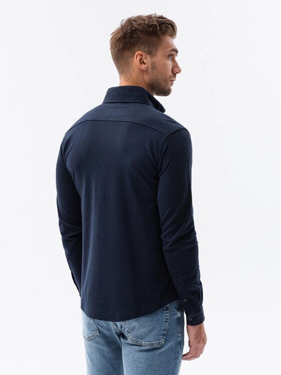 Ombre Ombre Koszula OM-SHCS-0177 Granatowy Slim Fit