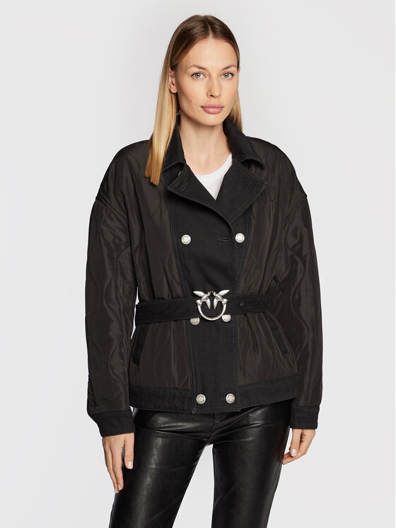 PINKO PINKO Kevad-sügis jope Crocchio 1J110W A0A2 Must Regular Fit