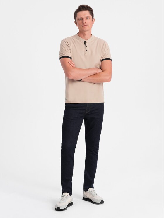 Ombre Ombre T-Shirt OM-TSCT-0156 Béžová Regular Fit