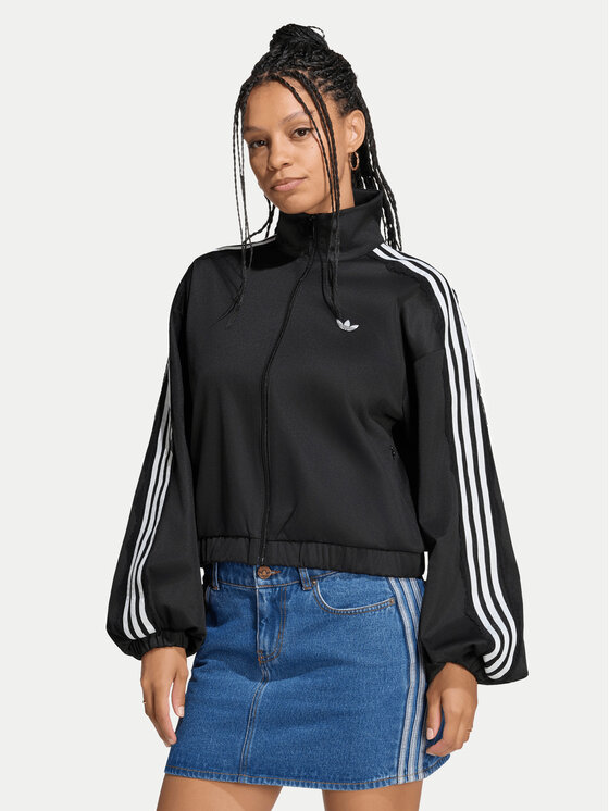 adidas adidas Džemperis ar kapuci Lace Oversized Archive Track Top LG4279 Melns Regular Fit