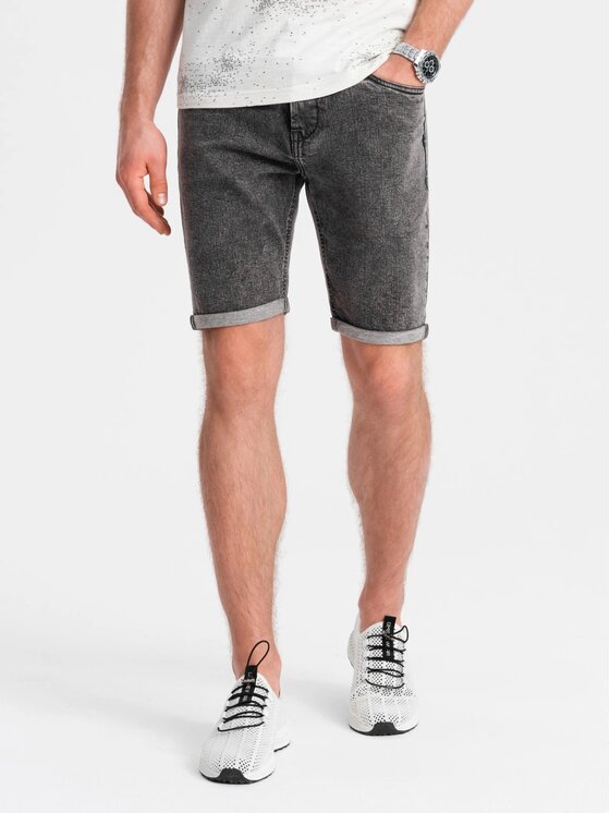 Ombre Ombre Szorty jeansowe OM-SRDS-0134 Szary Regular Fit