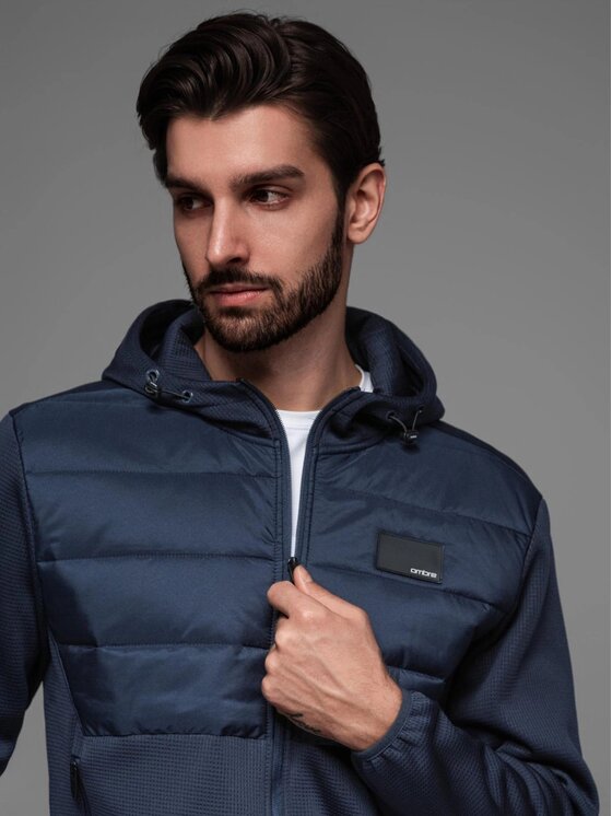 Ombre Ombre Kurtka przejściowa OM-JANP-0160 Granatowy Regular Fit