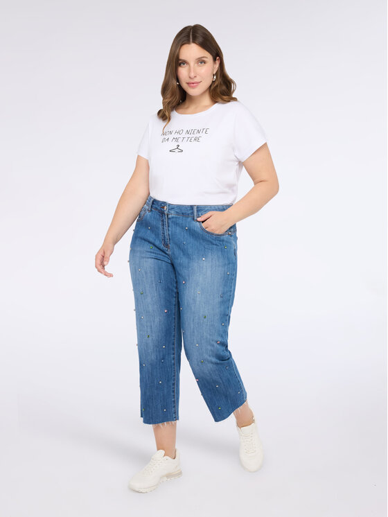 Fiorella Rubino Fiorella Rubino Jeansy P419T005028N024 Turkusowy Cropp Fit