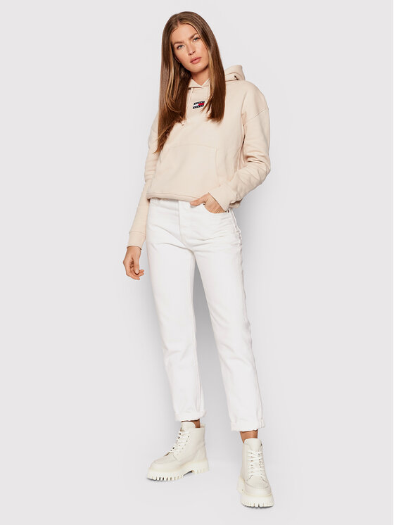 Tommy Jeans Džemperis Tommy Center Badge DW0DW10403 Smėlio Regular Fit •  Modivo.lt