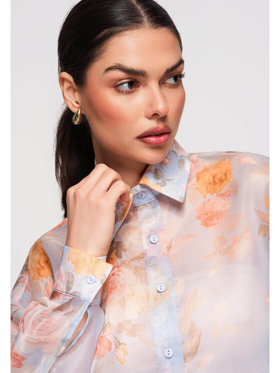 Ombre Ombre Koszula OW-SH-E0028 Niebieski Oversize
