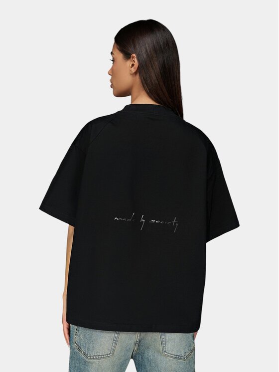 MADE BY SOCIETY MADE BY SOCIETY T-Shirt Tricou FREQUENCY - T27290 Czarny Basic Fit