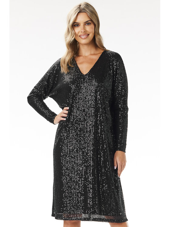 Awama Awama Večerní šaty A690 Černá Basic Fit
