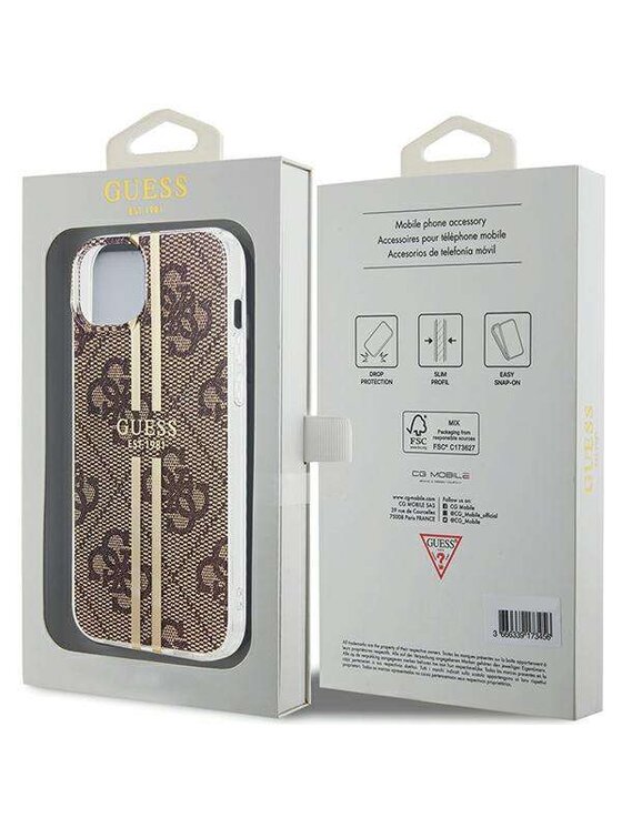 Guess Guess Etui na telefon Apple iPhone 15 Plus Brązowy