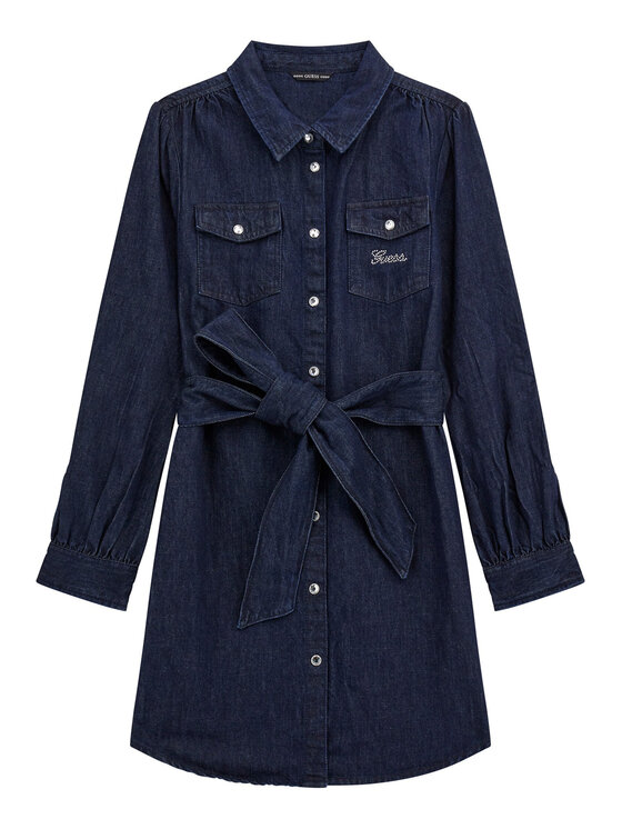 Guess Kids Sukienka jeansowa J5BK22 D4EU0 Granatowy Regular Fit