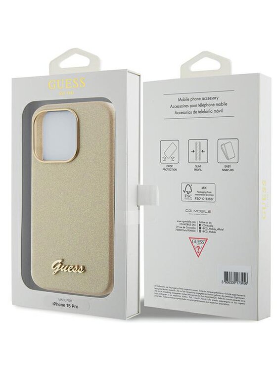 Guess Guess Etui na telefon iPhone 15 Pro Złoty