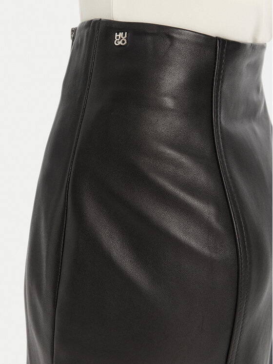 HUGO HUGO Fustă din piele Leomira 50542308 Negru Regular Fit