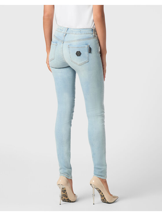 PHILIPP PLEIN PHILIPP PLEIN Jegginsy 21707 Niebieski jasny Jegging Fit