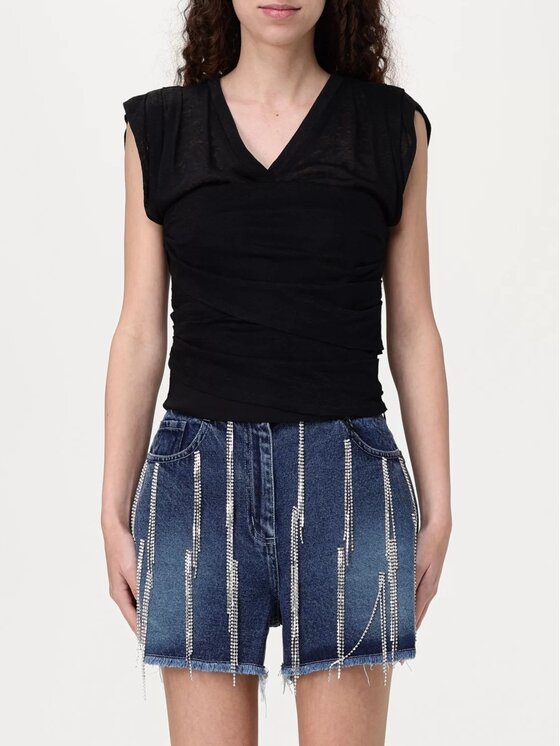 PINKO PINKO Top Torn top lino stretch Czarny Fitted Fit