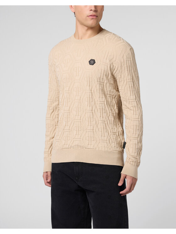 PHILIPP PLEIN PHILIPP PLEIN Sweter 29913 Beżowy Regular Fit