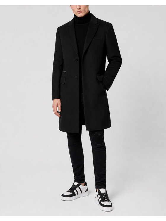 PHILIPP PLEIN PHILIPP PLEIN Płaszcz zimowy 31440 Czarny Regular Fit