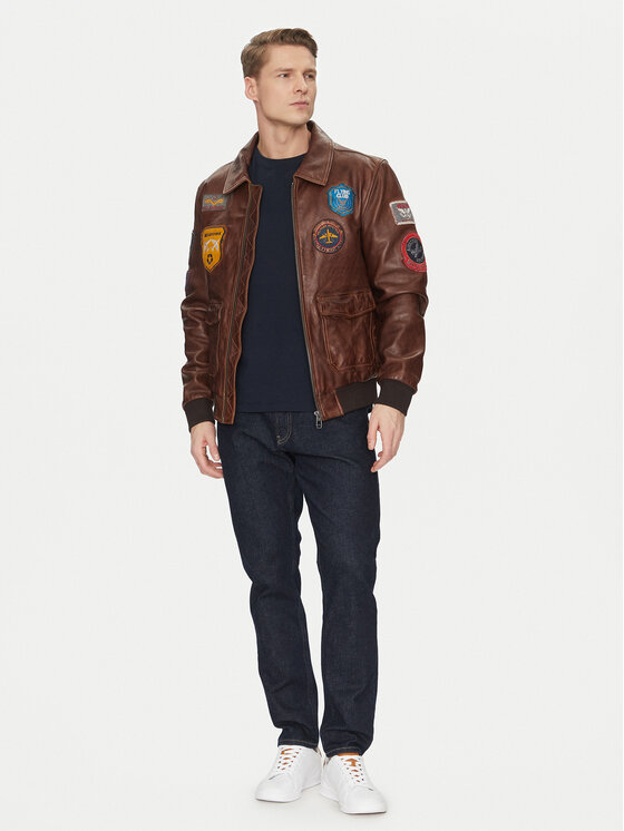 Milestone Milestone Giacca di pelle Martinez 511007 21225 Marrone Regular Fit