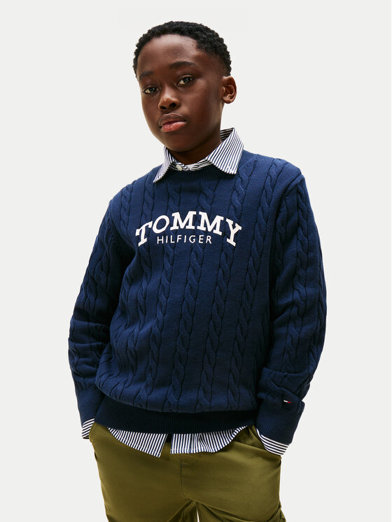 Tommy Hilfiger Pulover KG0KG08953 Bleumarin Regular Fit