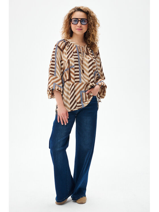 blue shadow blue shadow Bluzka Zora Beżowy Regular Fit