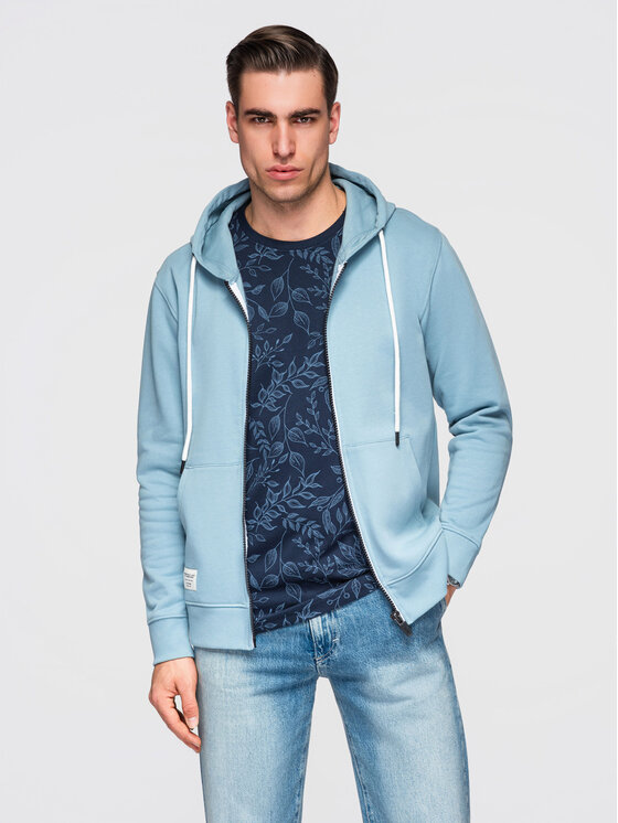 Ombre Ombre Bluza OM-SSBZ-0272 Niebieski Regular Fit