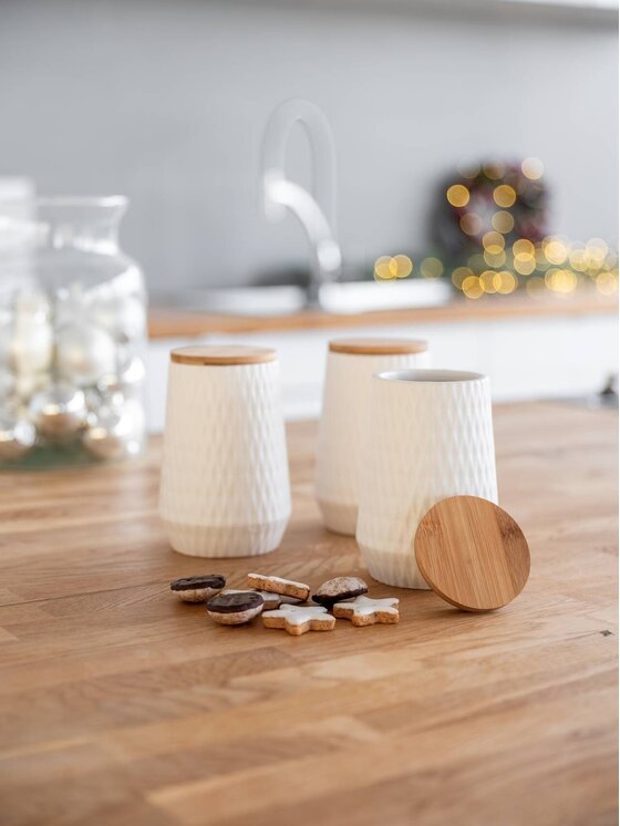 MIAhome MIAhome Komplet pojemników na żywność ceramiczne Diamanti 0,6L Biały