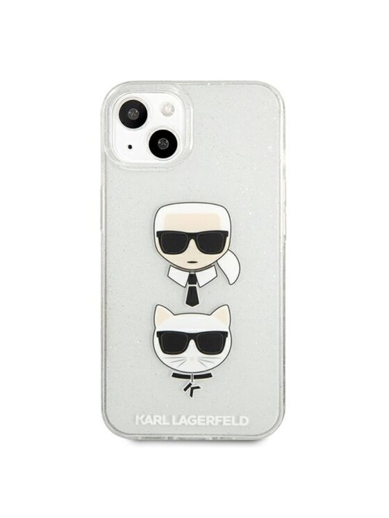 KARL LAGERFELD KARL LAGERFELD Etui na telefon Glitter Karl & Choupette Head Srebrny