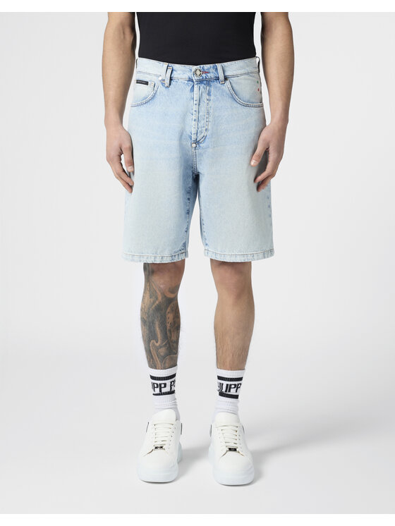 PHILIPP PLEIN PHILIPP PLEIN Szorty jeansowe 30583 Niebieski Loose Fit