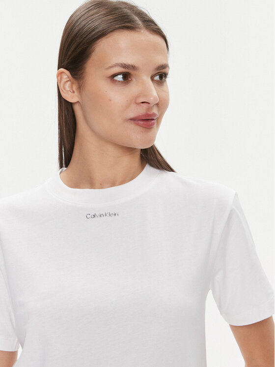 Calvin Klein T-Shirt Metallic Micro Regular T Bílá K20K206967 Logo Shirt Fit