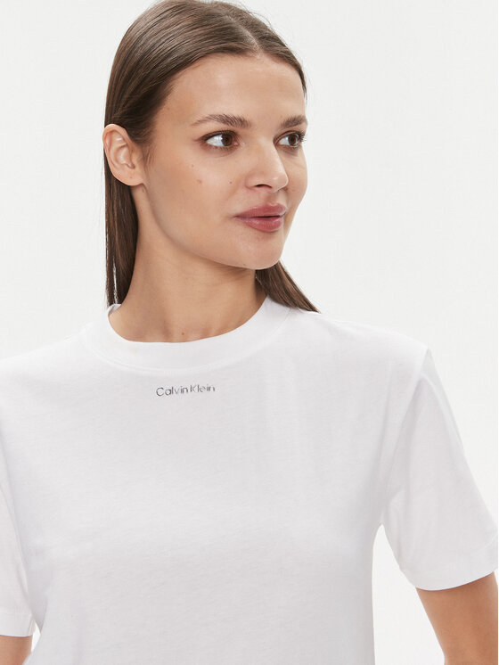 Calvin Klein Calvin Klein Tricou Metallic Micro Logo T Shirt K20K206967 Alb Regular Fit