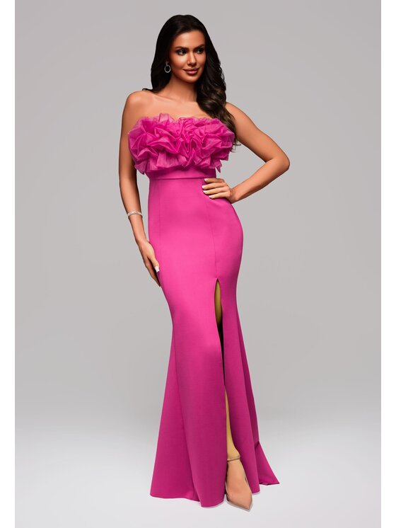 Ombre Ombre Sukienka wieczorowa LA-OM-DLR119 Różowy Slim Fit
