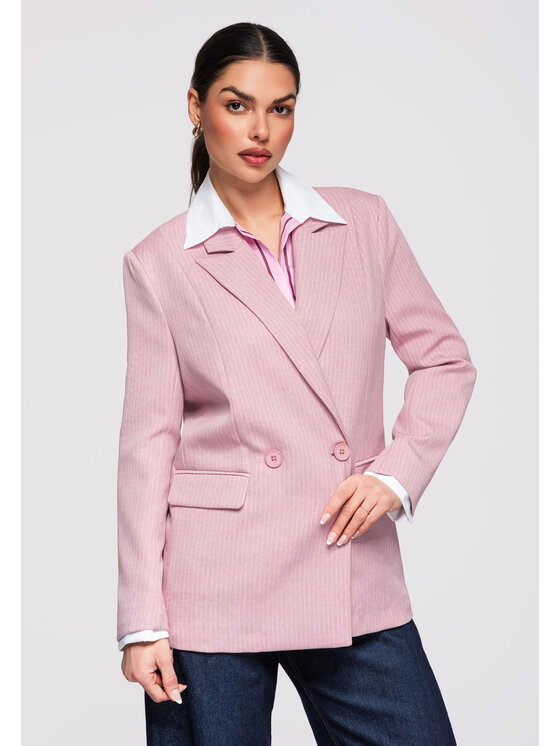 Ombre Ombre Marynarka OW-BLZB-0113 Różowy jasny Slim Fit