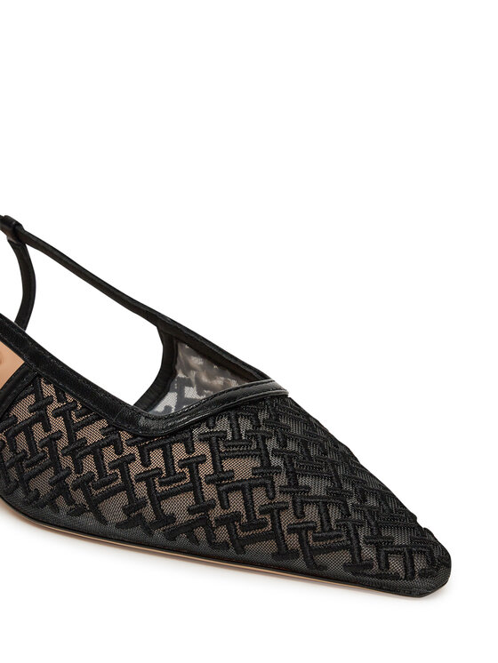 Tommy Hilfiger Tommy Hilfiger Szandál Mono Squared Toe Kitten Slingb FW0FW08746 Fekete