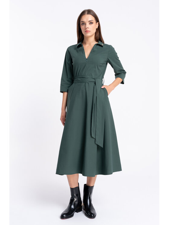 CLICK CLICK Každodenní šaty 60-6156 Zelená Regular Fit