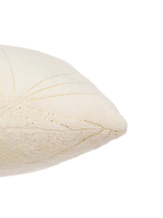 MIAhome MIAhome Poduszka futrzana kremowa ze złotym dekorem 40x40 cm Beżowy