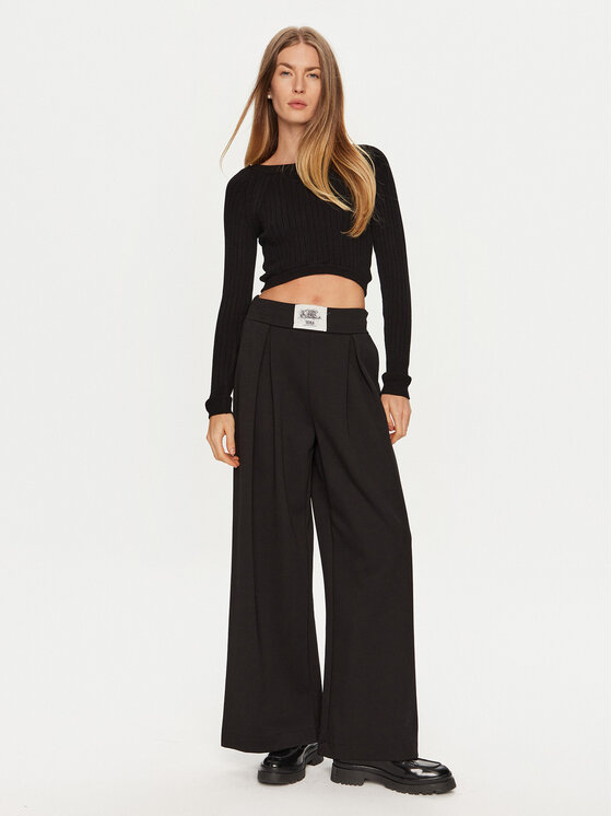 ViCOLO ViCOLO Medžiaginės kelnės TS0378 Juoda Regular Fit