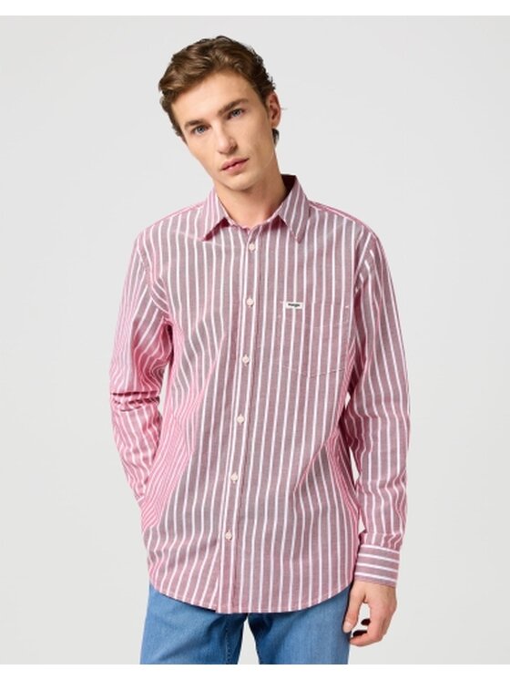 Wrangler Wrangler Koszula ONE POCKET SHIRT Czerwony Regular Fit
